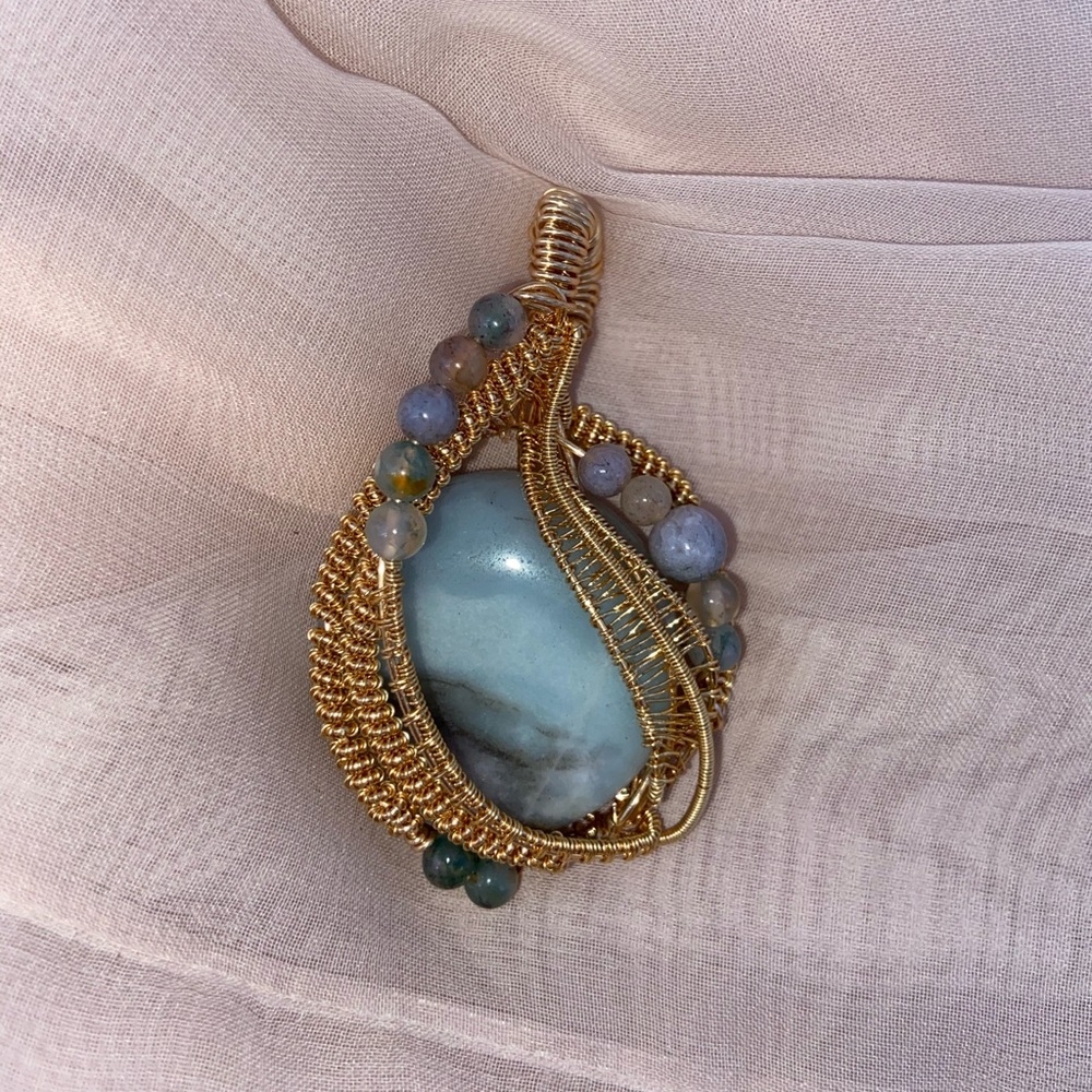 Handmade Wire Wrapped Crystal Pendant